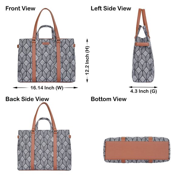 Women Monochrome Printed Shoulder Tote Bag – Hand Crafted Fabric Handbags Purse - Picture 3 of 10